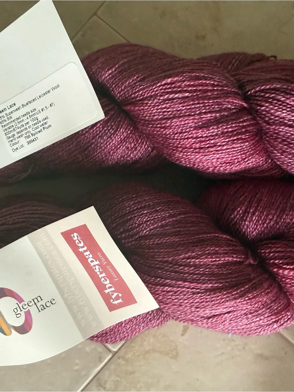 Gleem Lace Fiberspates Luxury Yarn - Deep Spiced Plum